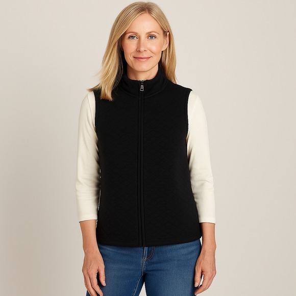 Woolrich Women's Black Zip Front Vest – Size Medium Petite - Picture 1 of 6